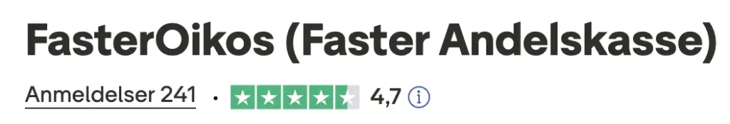 FasterOikos andelskasse trustpilot anmeldelser