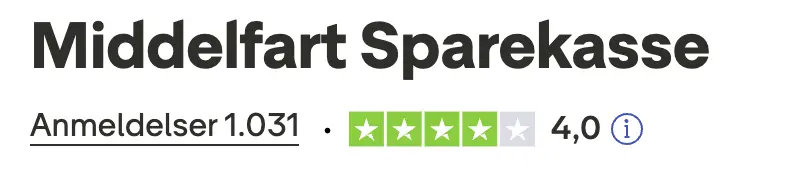 Middelfart Sparekasse anmeldelser på Trustpilot